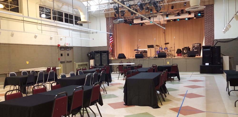stage and hall at Yorklyn's Center for Creative Arts